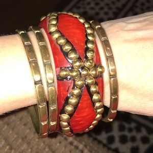 Red & antique gold bangles